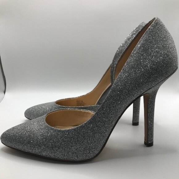 BCBGeneration Women's Silver Sparkly Pointed Toe D'Orsay Stilleto Pump Size 8 - Picture 4 of 10
